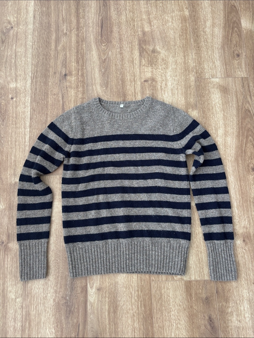 Muji wool Striped Crewneck Sweater in Brown and Navy